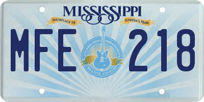 MS license plate MFE218