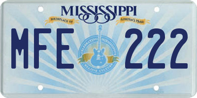 MS license plate MFE222