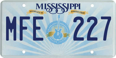 MS license plate MFE227