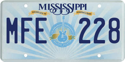 MS license plate MFE228
