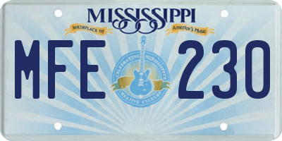 MS license plate MFE230