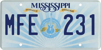MS license plate MFE231