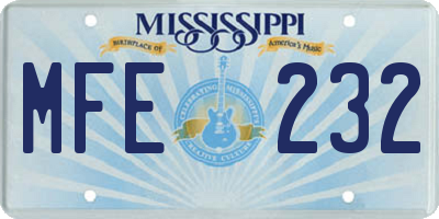 MS license plate MFE232