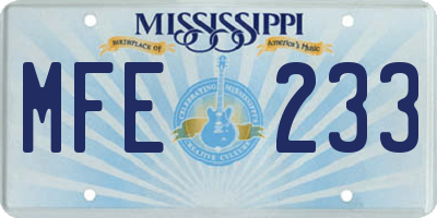 MS license plate MFE233