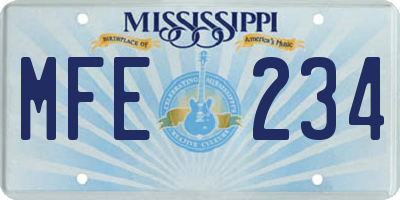 MS license plate MFE234