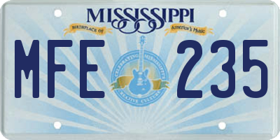 MS license plate MFE235