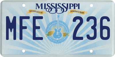 MS license plate MFE236