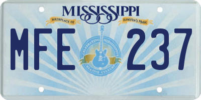 MS license plate MFE237