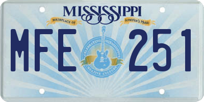 MS license plate MFE251