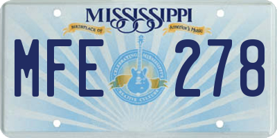 MS license plate MFE278