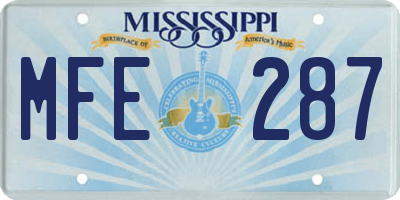 MS license plate MFE287