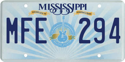 MS license plate MFE294