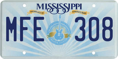 MS license plate MFE308