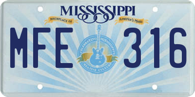 MS license plate MFE316