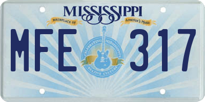 MS license plate MFE317