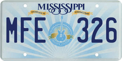 MS license plate MFE326