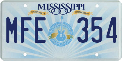 MS license plate MFE354