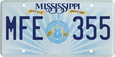 MS license plate MFE355