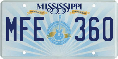 MS license plate MFE360