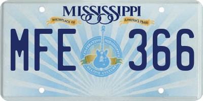 MS license plate MFE366