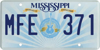 MS license plate MFE371