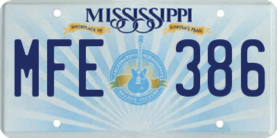 MS license plate MFE386