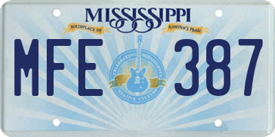 MS license plate MFE387