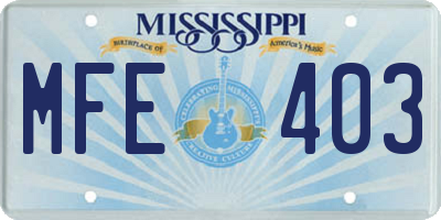 MS license plate MFE403