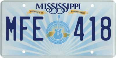 MS license plate MFE418