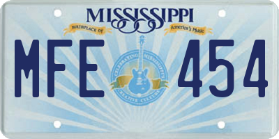 MS license plate MFE454