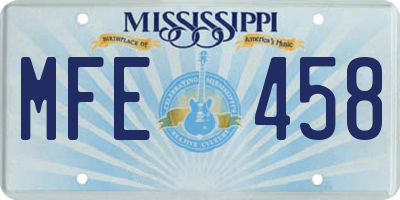 MS license plate MFE458