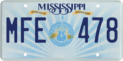 MS license plate MFE478