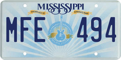 MS license plate MFE494