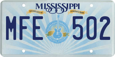MS license plate MFE502