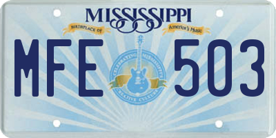 MS license plate MFE503
