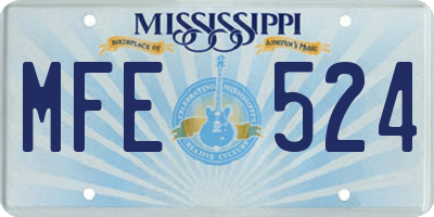 MS license plate MFE524