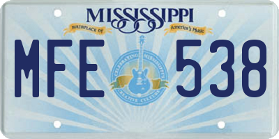 MS license plate MFE538