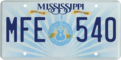 MS license plate MFE540
