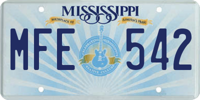 MS license plate MFE542
