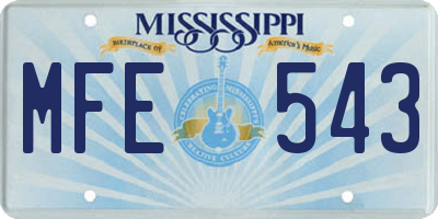 MS license plate MFE543