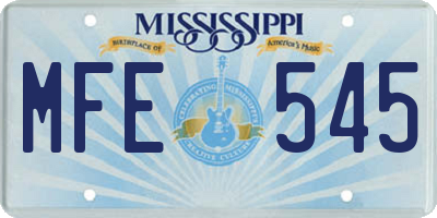 MS license plate MFE545
