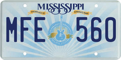 MS license plate MFE560