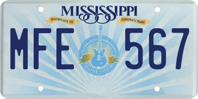 MS license plate MFE567