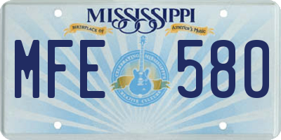 MS license plate MFE580