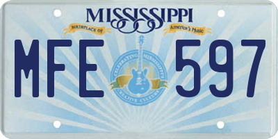 MS license plate MFE597