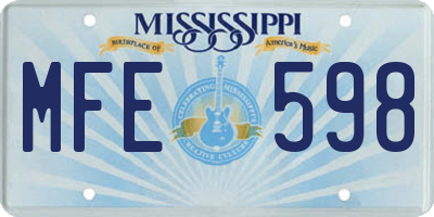 MS license plate MFE598