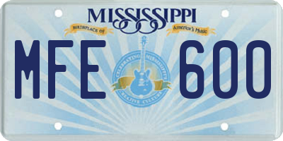 MS license plate MFE600
