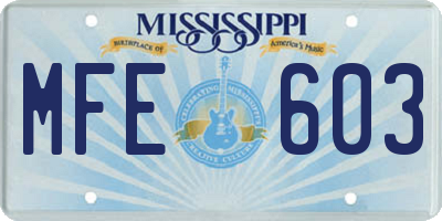 MS license plate MFE603