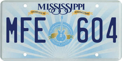 MS license plate MFE604