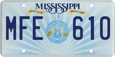 MS license plate MFE610